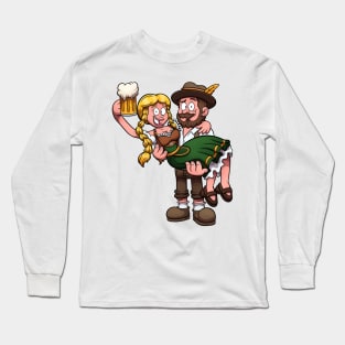 Bavarian Man Holding Oktoberfest Girl Long Sleeve T-Shirt